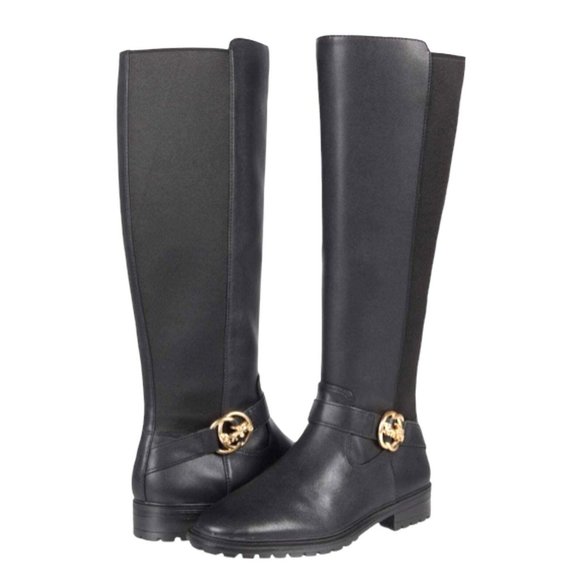 COACH Farrah Riding Faux Leather Black Zipper Up Women's Boot-Wide Calf - Picture 1 of 7
